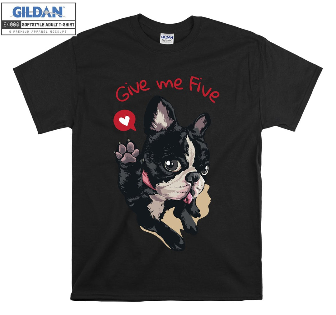 Give me five cute dog figure T-shirt