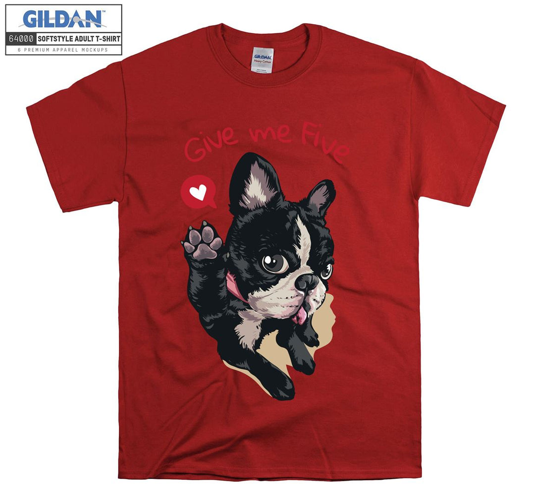 Give me five cute dog figure T-shirt