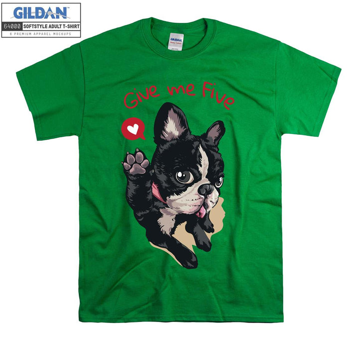 Give me five cute dog figure T-shirt