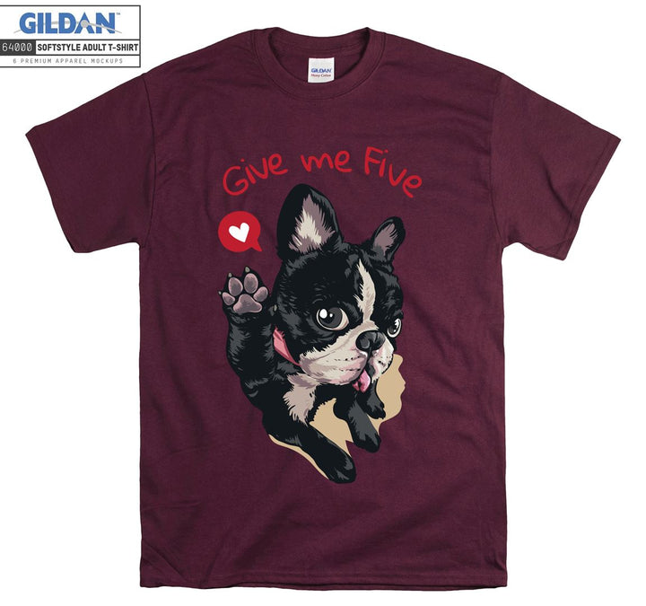 Give me five cute dog figure T-shirt