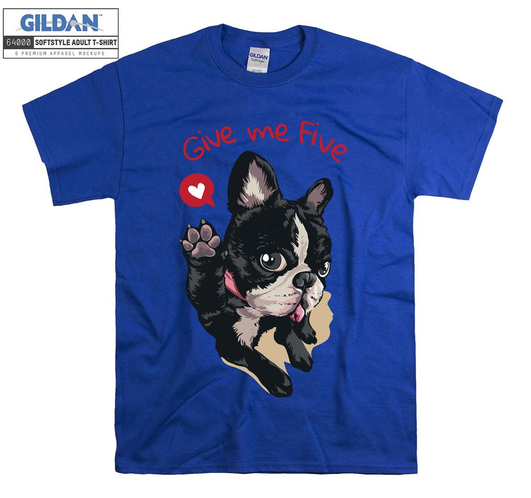 Give me five cute dog figure T-shirt