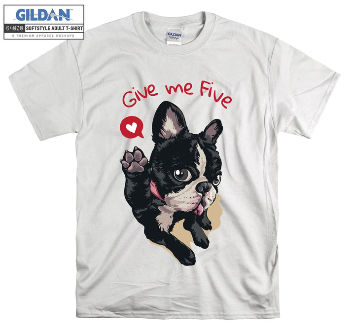 Give me five cute dog figure T-shirt