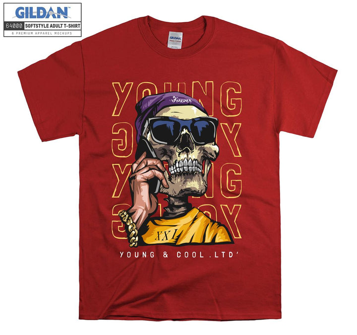 Funny Anime Character Face Skeleton Young T-shirt