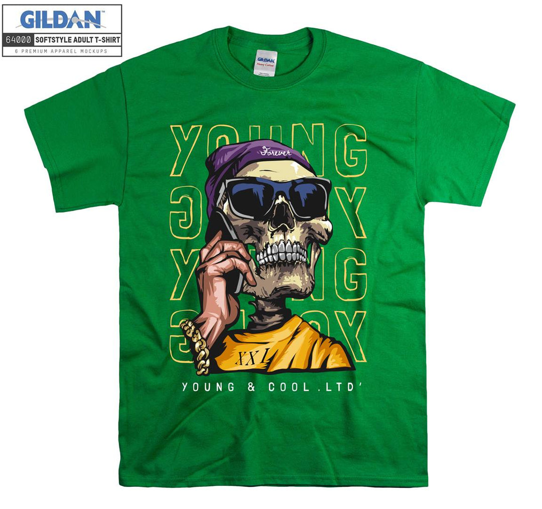 Funny Anime Character Face Skeleton Young T-shirt