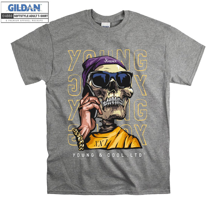 Funny Anime Character Face Skeleton Young T-shirt