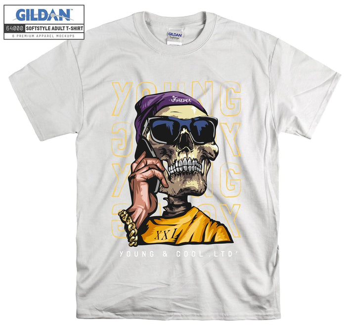 Funny Anime Character Face Skeleton Young T-shirt