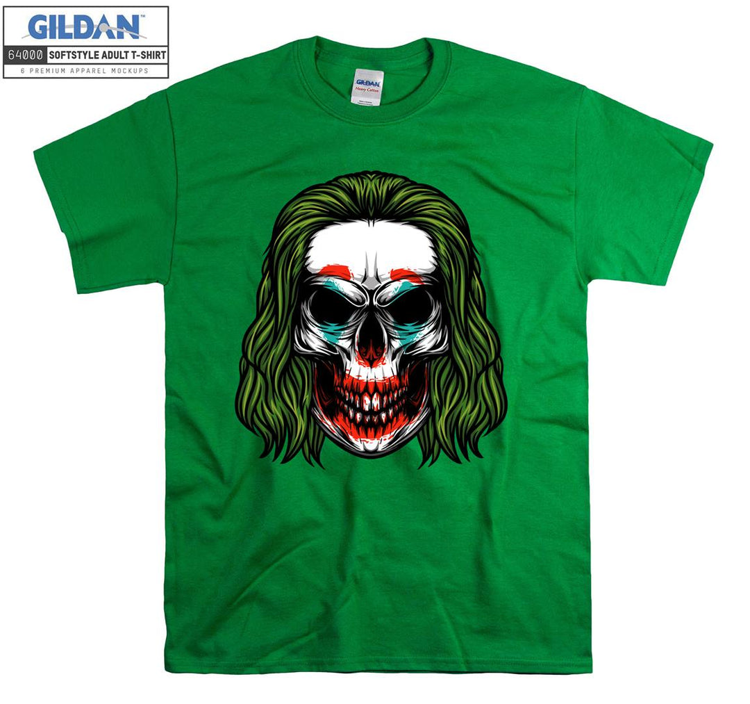 Green hair horror skull figure T-shirt