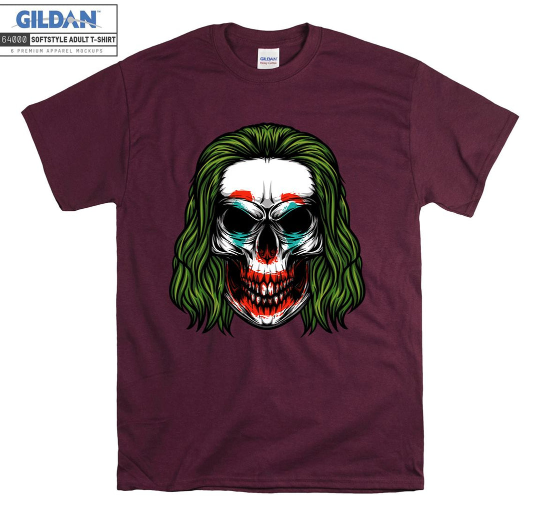 Green hair horror skull figure T-shirt