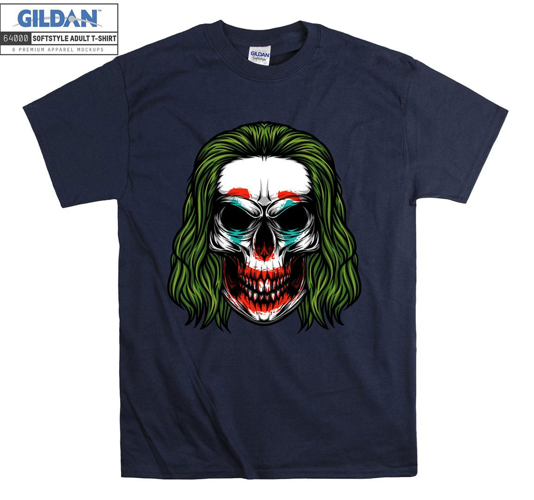 Green hair horror skull figure T-shirt