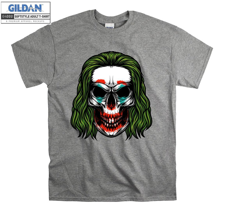 Green hair horror skull figure T-shirt