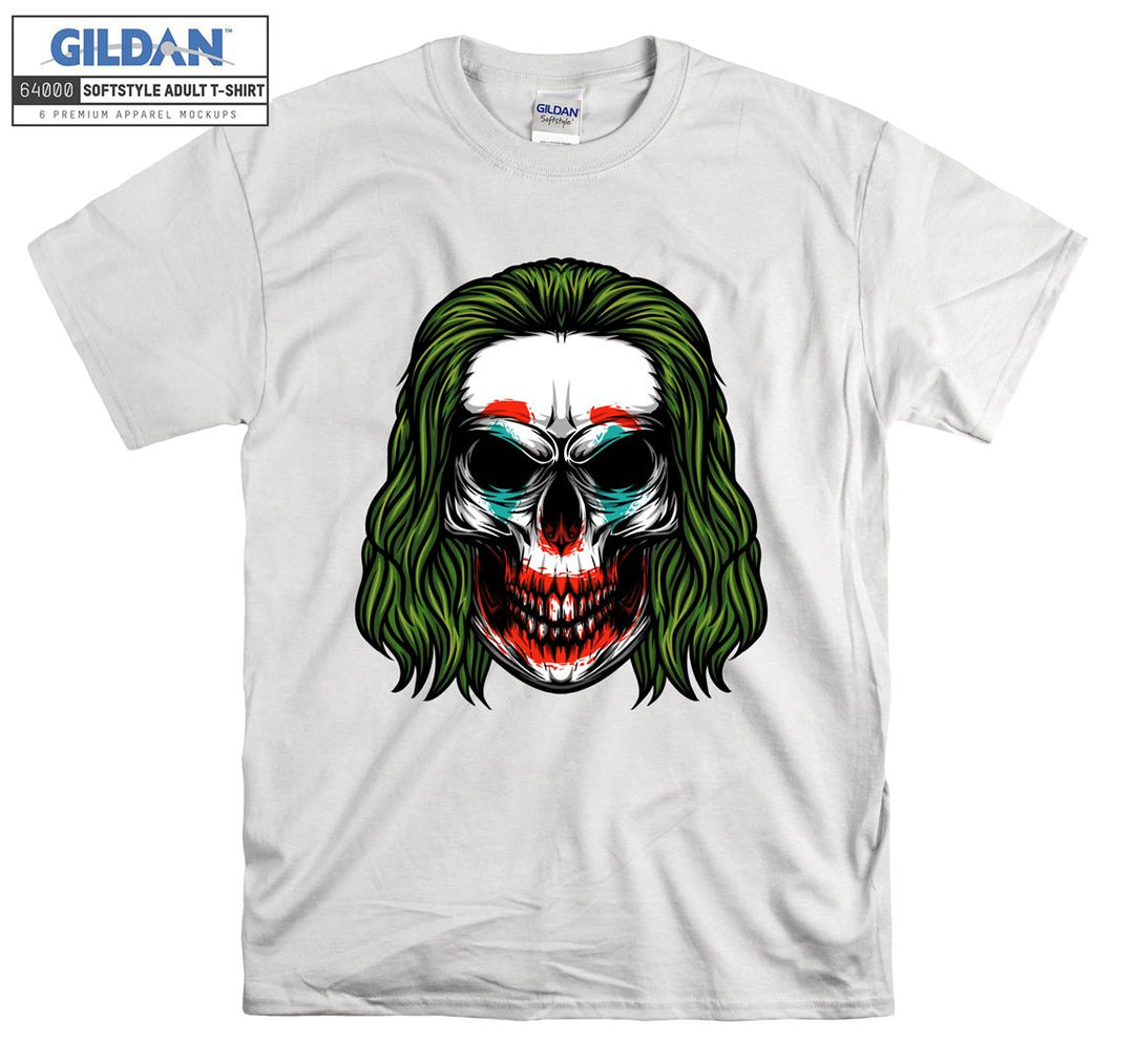 Green hair horror skull figure T-shirt