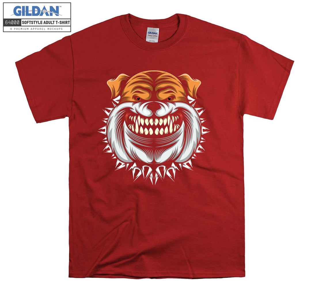 Terrible angry dog face red eye figure T-shirt