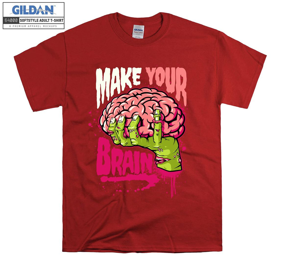 Make your brain funny zombie brain figure T-shirt