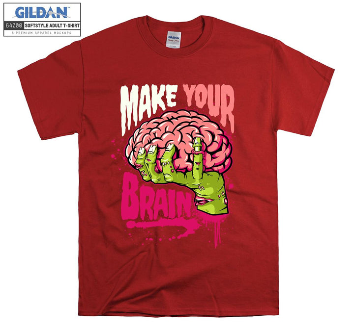 Make your brain funny zombie brain figure T-shirt