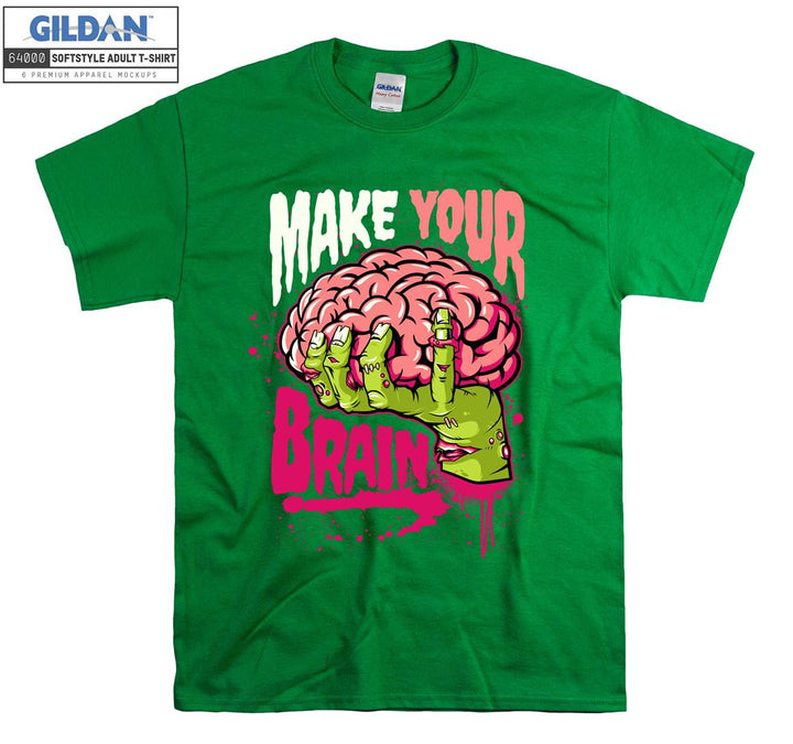 Make your brain funny zombie brain figure T-shirt