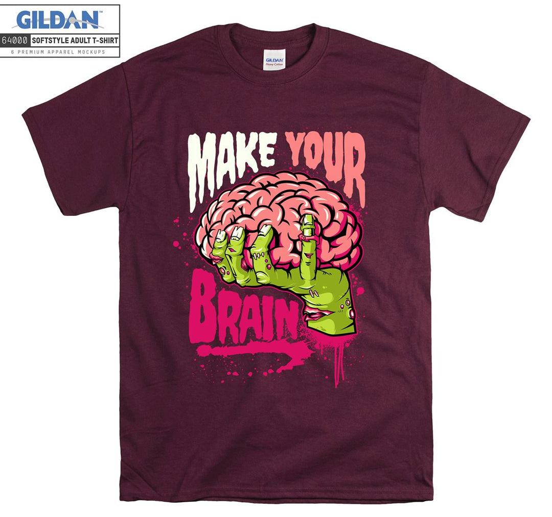 Make your brain funny zombie brain figure T-shirt