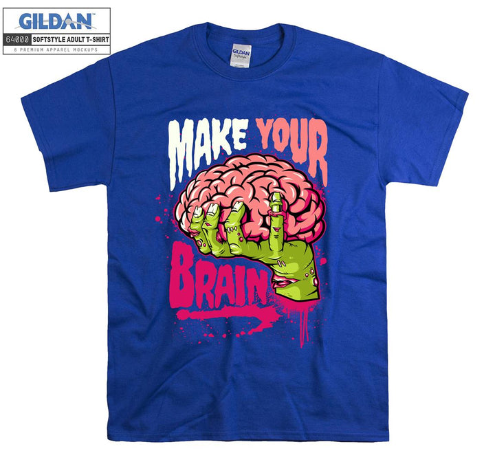 Make your brain funny zombie brain figure T-shirt