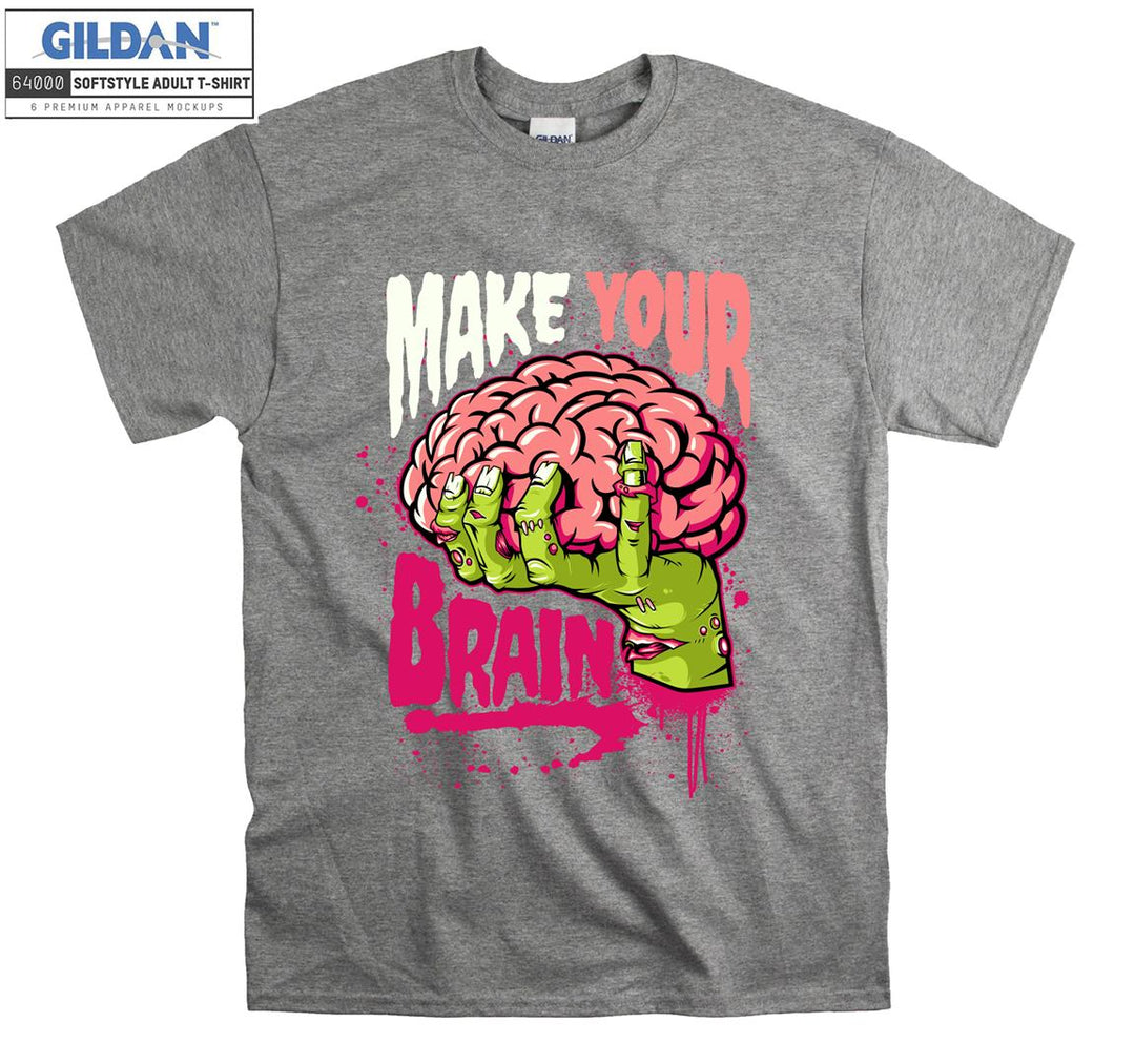 Make your brain funny zombie brain figure T-shirt