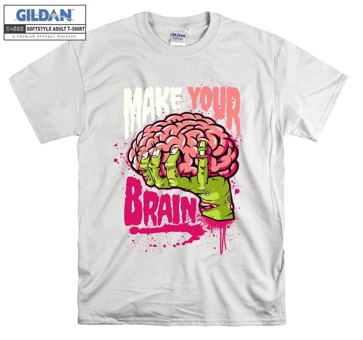 Make your brain funny zombie brain figure T-shirt