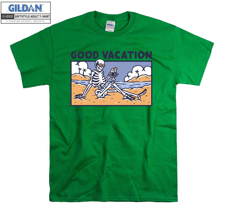 Good vacation holiday drink skeleton figure T-shirt