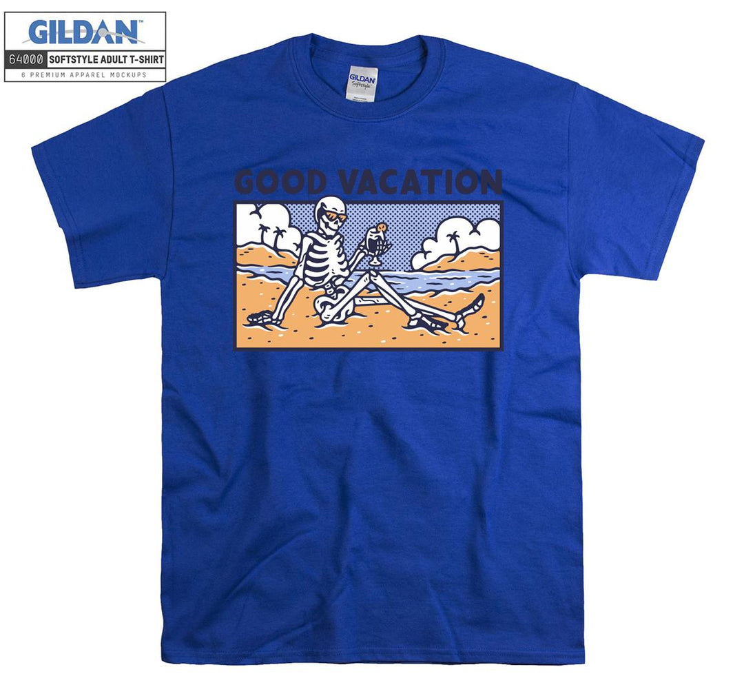 Good vacation holiday drink skeleton figure T-shirt