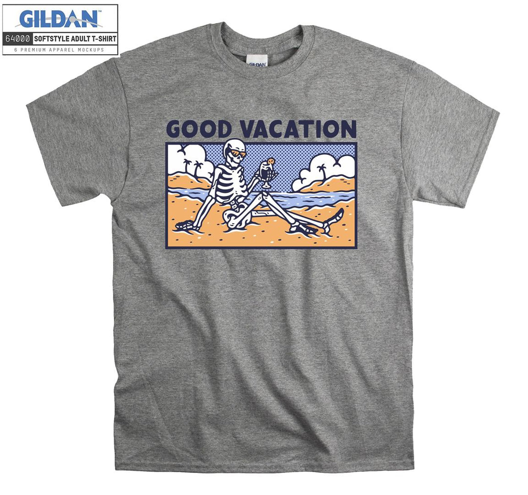 Good vacation holiday drink skeleton figure T-shirt