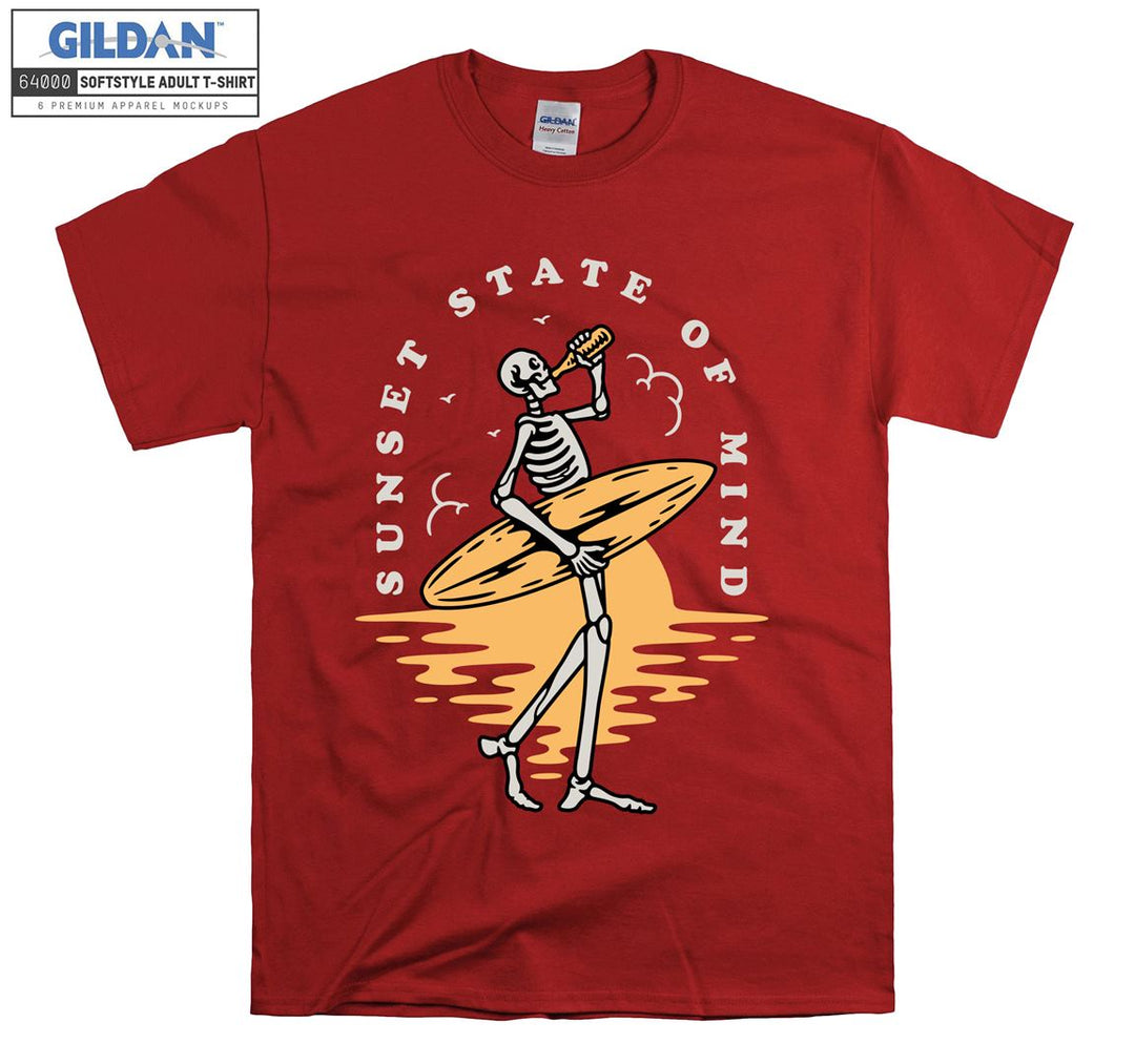 Sunset state of mind drink skeleton figure T-shirt