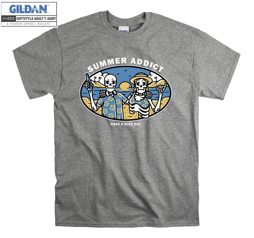 Summer addict have a nice day skeleton figure T-shirt