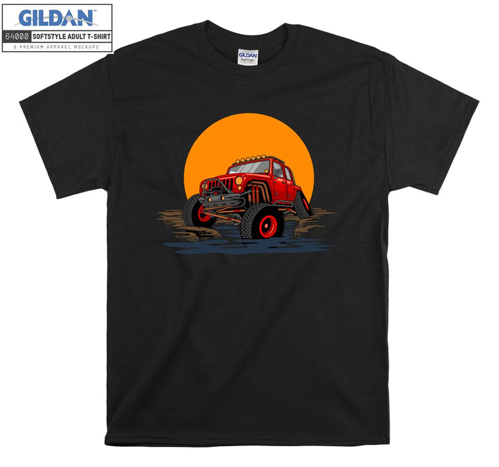 Offroad Car Figure With Sunset T-shirt