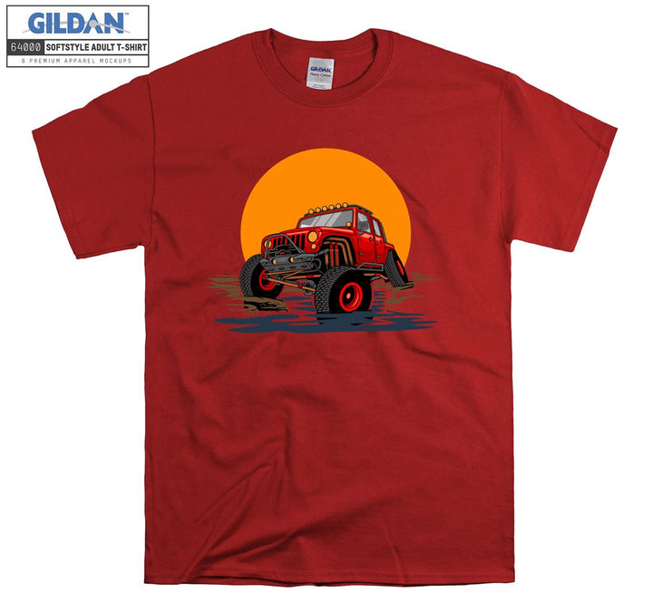 Offroad Car Figure With Sunset T-shirt