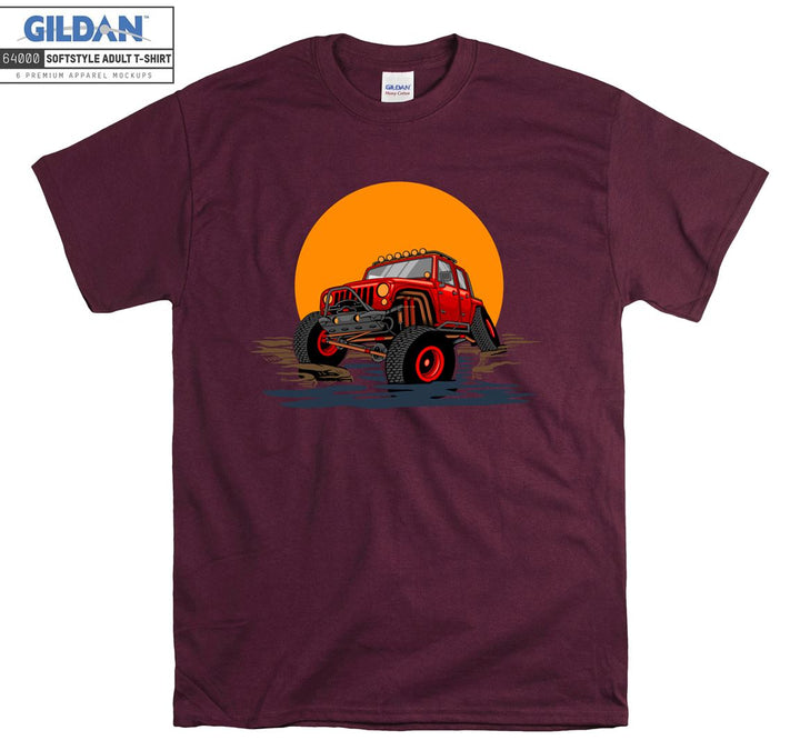 Offroad Car Figure With Sunset T-shirt