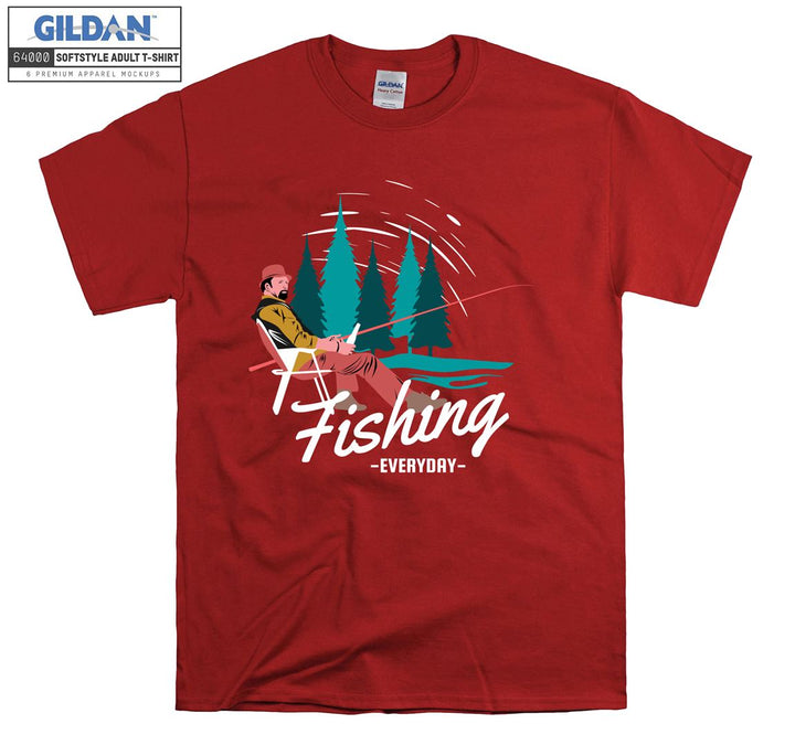 Alone Man Fishing Everyday Figure T-shirt