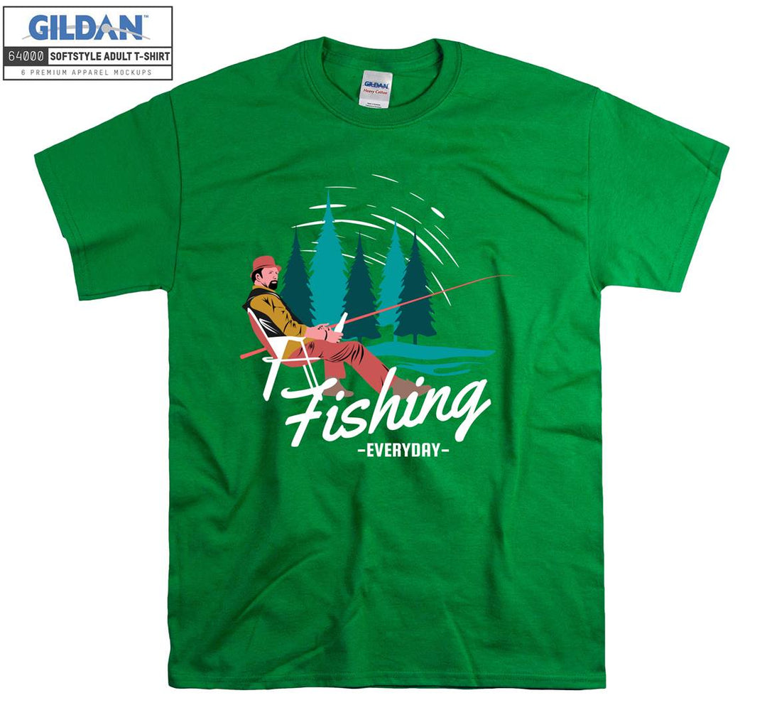 Alone Man Fishing Everyday Figure T-shirt