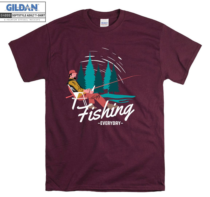 Alone Man Fishing Everyday Figure T-shirt