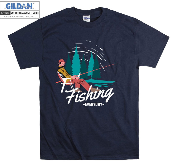 Alone Man Fishing Everyday Figure T-shirt