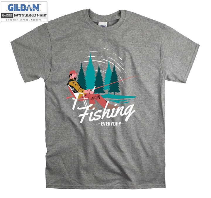 Alone Man Fishing Everyday Figure T-shirt