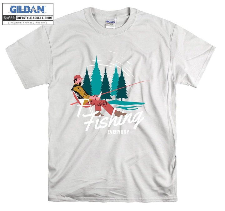 Alone Man Fishing Everyday Figure T-shirt