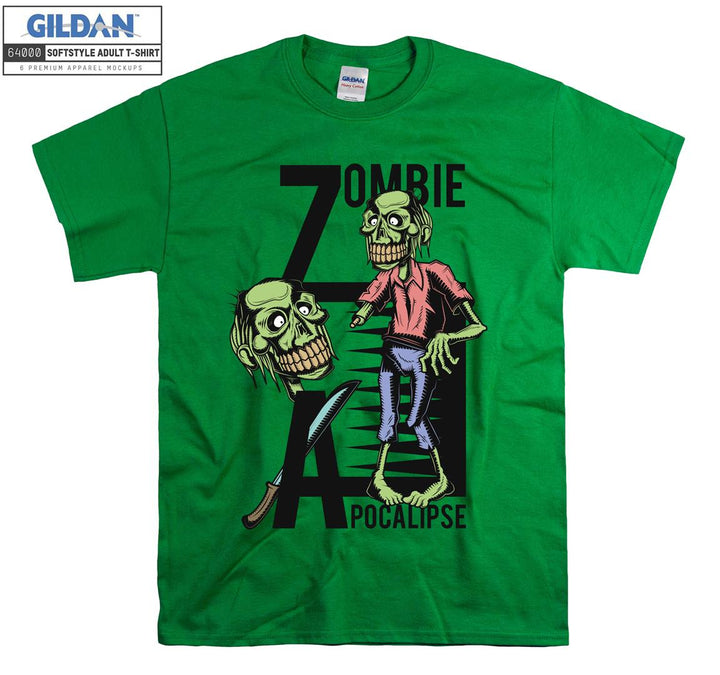 Funny zombie pocalipse cartoon figure T-shirt