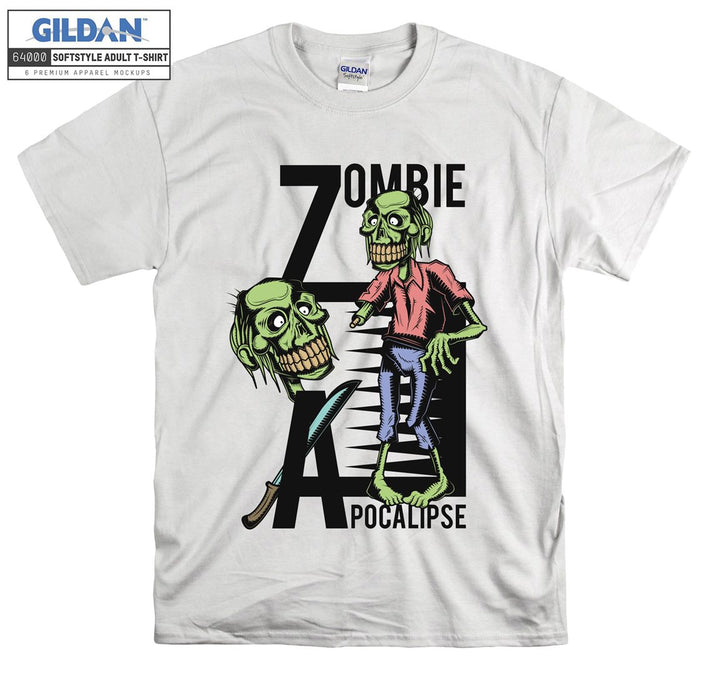 Funny zombie pocalipse cartoon figure T-shirt