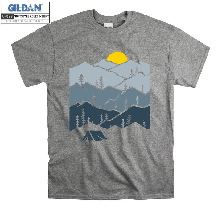 Camping Sunset With Mountain And Tent T-shirt
