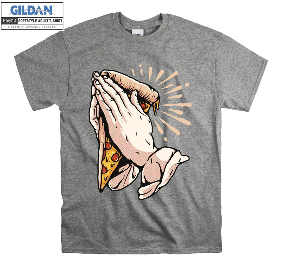 Funny hand and pizza figure T-shirt